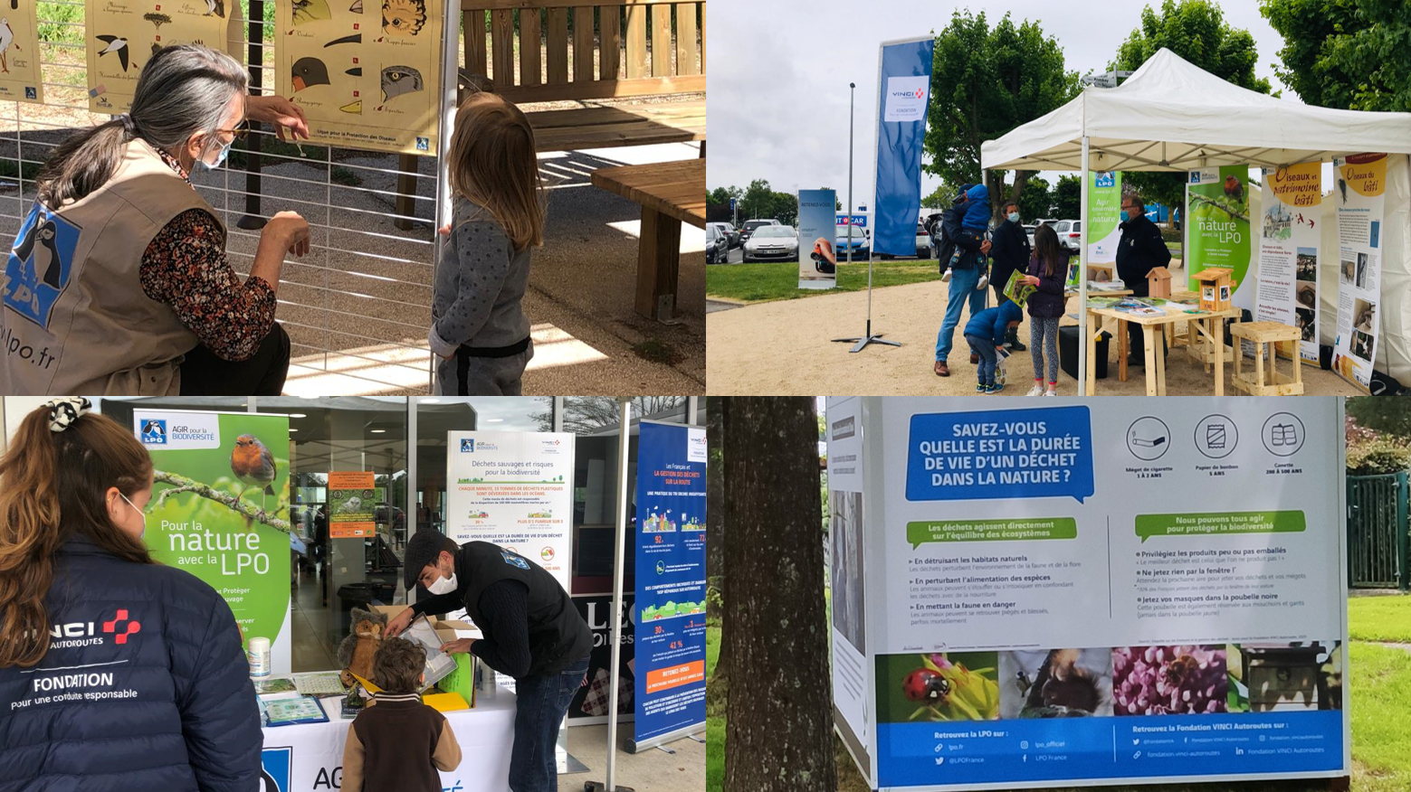 Quatre photographies représentant des stands LPO